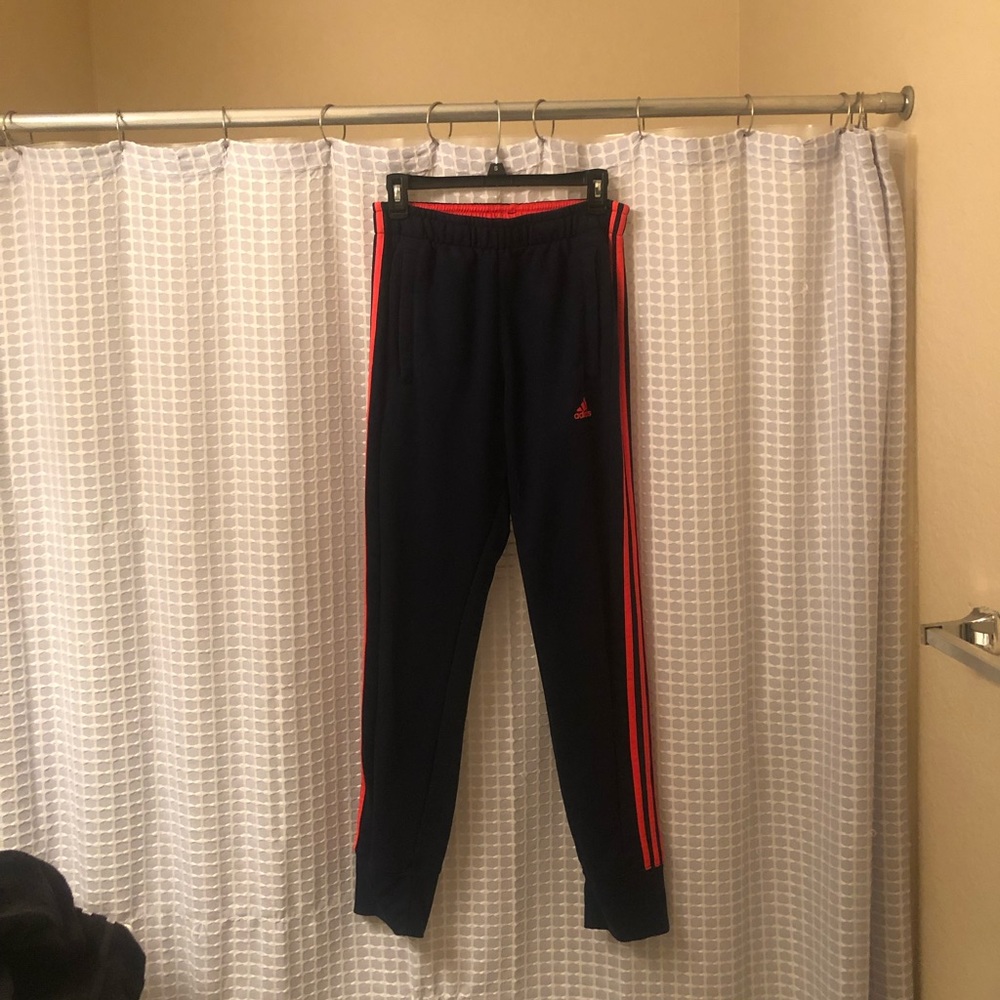 Adidas Pants Blue Navy Orange Stripes Medium
